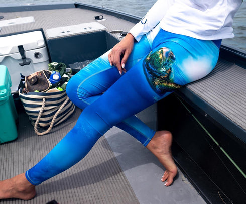 Women's Sea Turtle Full-Length Sun Protective Performance Leggings - KnottyTails